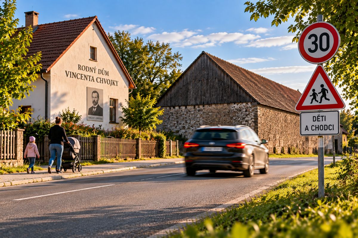 Bezpečnější provoz u rodného domu Vincenta Chvojky
